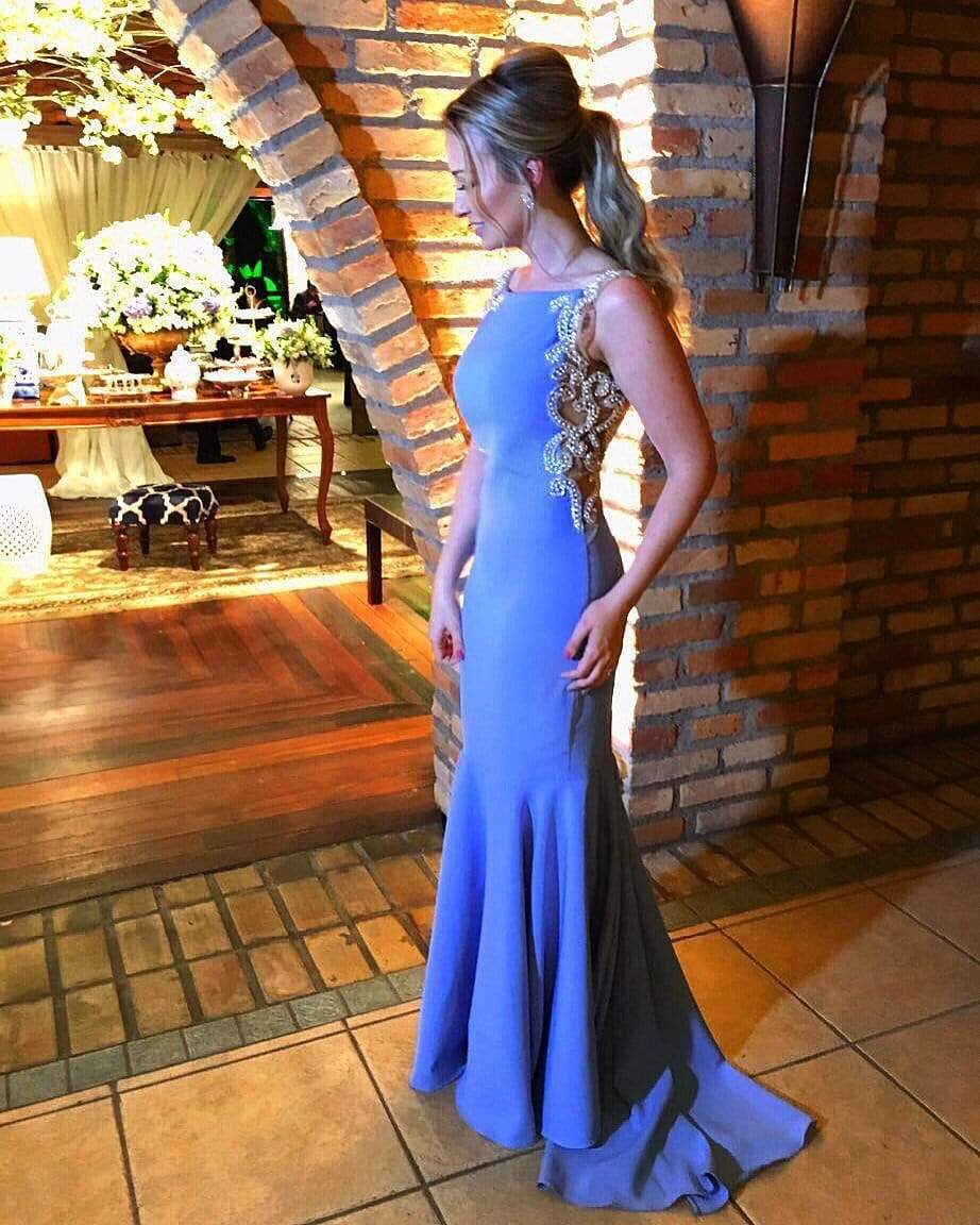 Long Dress Ilusion Bordado