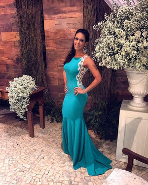 Long Dress Ilusion Bordado