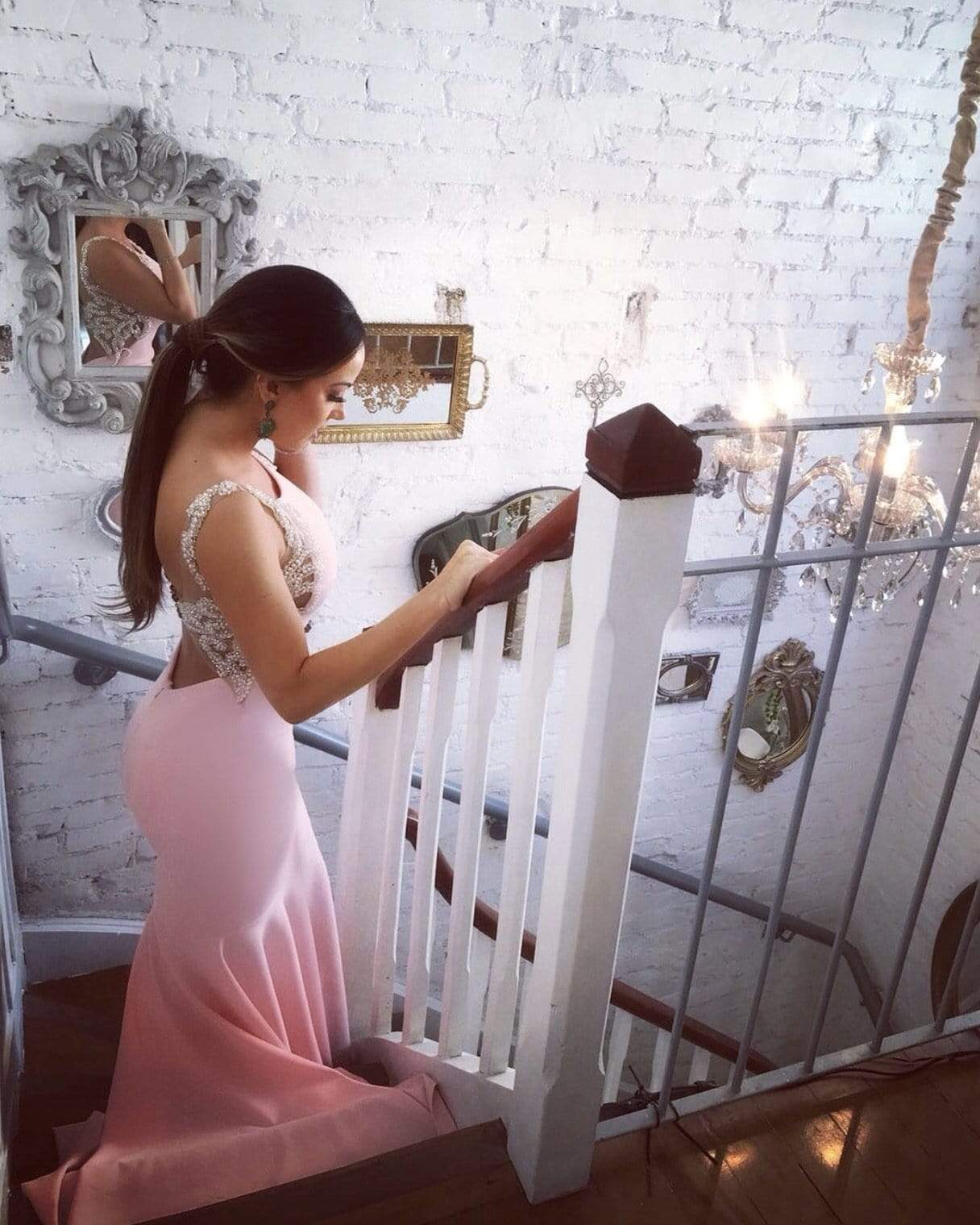 Long Dress Ilusion Bordado