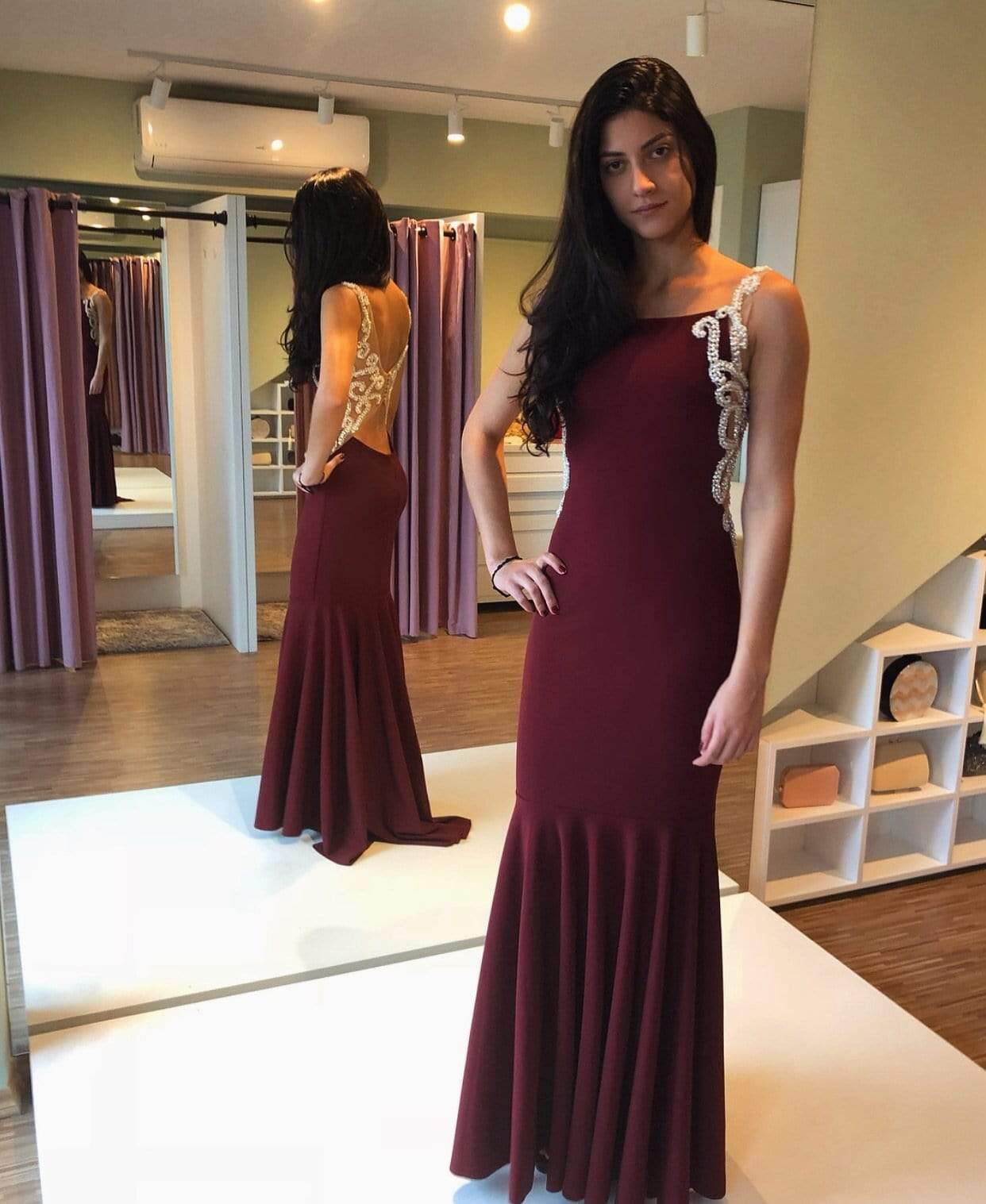 Long Dress Ilusion Bordado
