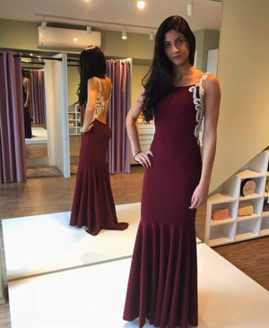 Long Dress Ilusion Bordado
